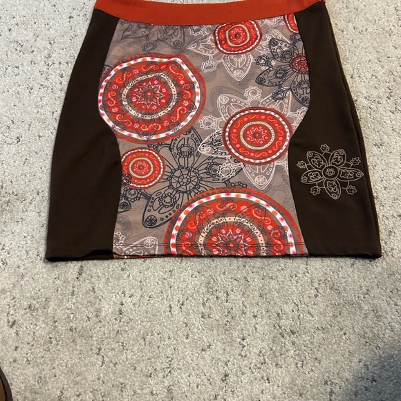 Smash! Size L fabric orange and brown side zipper shift - Picture 2 of 9